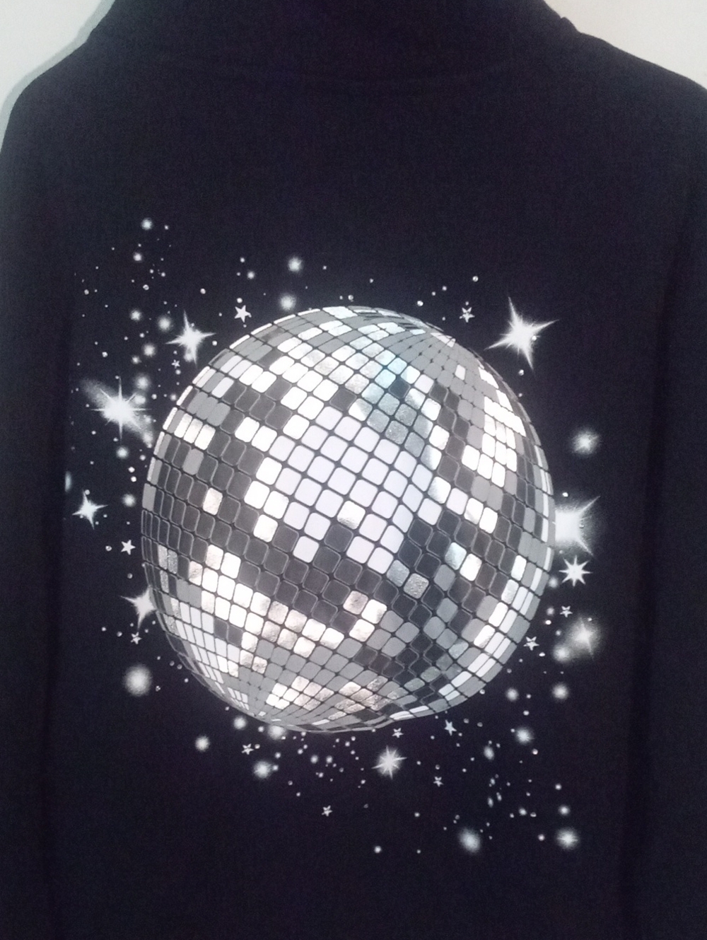 Wild Fable Black Hoodie Medium NWT $28 Disco Ball Graphic Bling - Picture 4 of 4